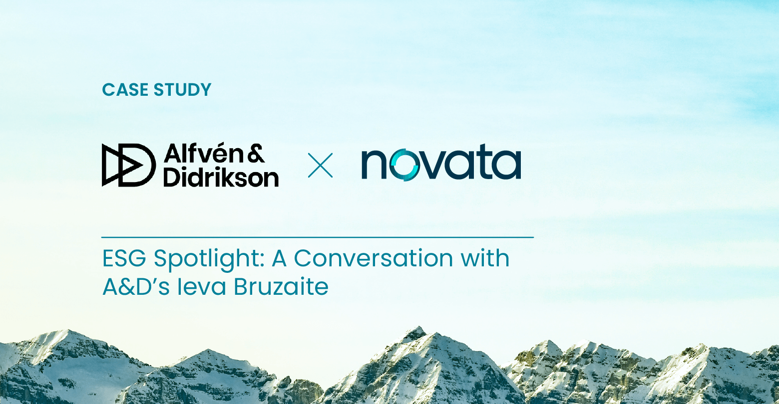 Case Study. Alfven Didrikson logo x Novata logo. ESG Spotlight: A Conversation with A&D's Ieva Bruzaite