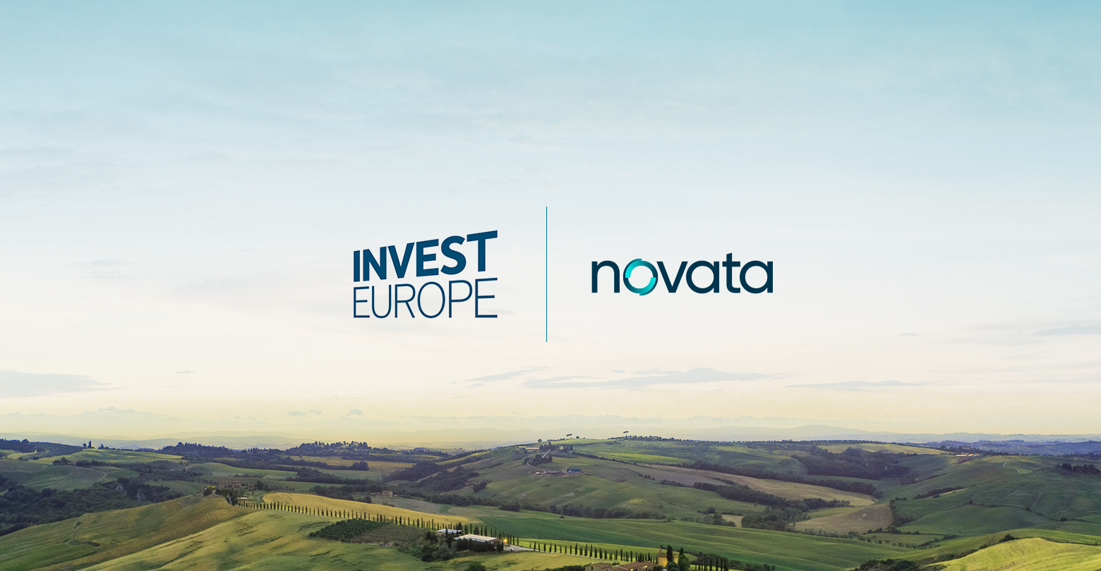 Invest Europe and Novata logos on landscape image