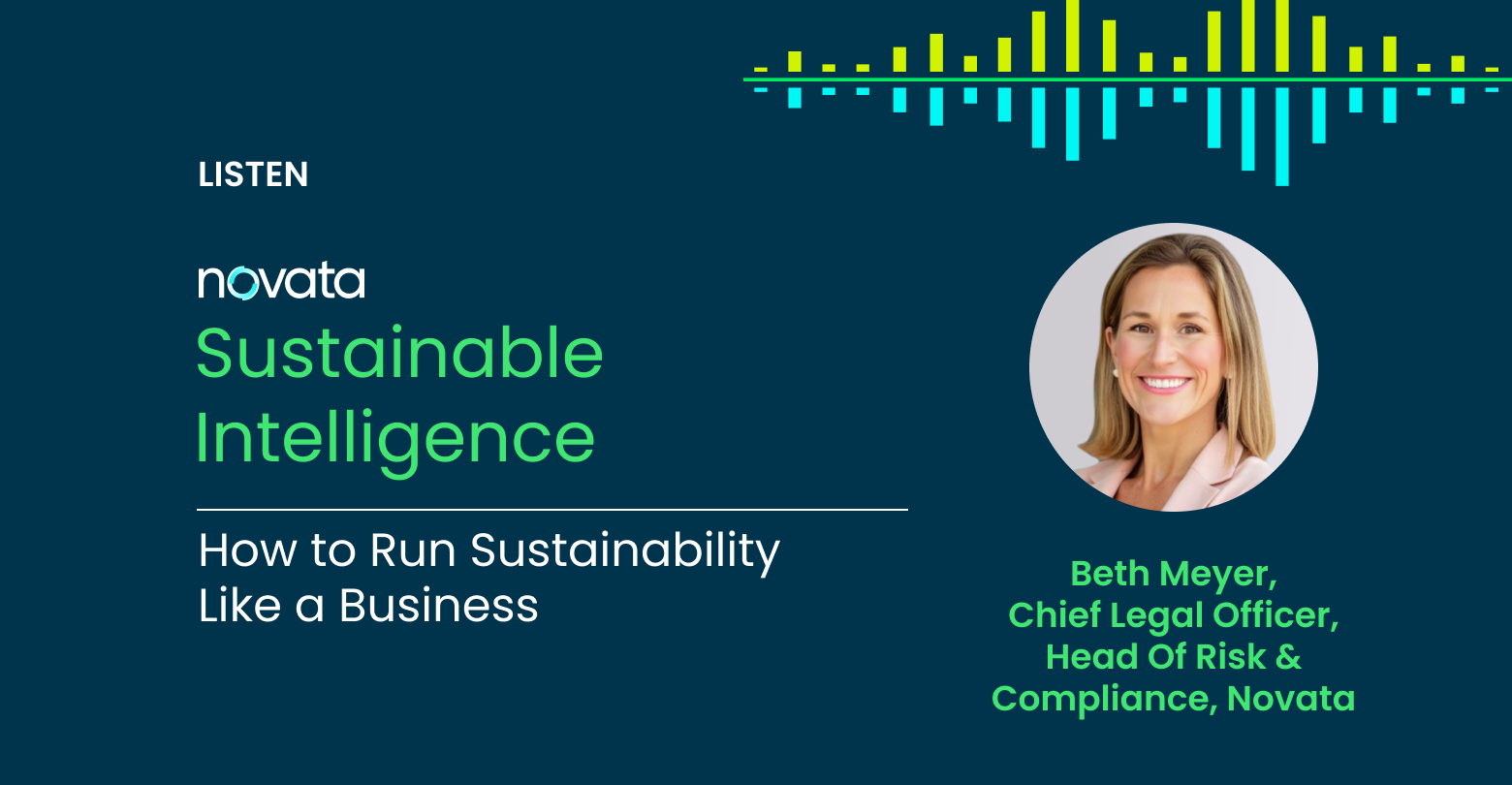 Novata Sustainable Intelligence podcast on running sustainability like a business with Beth Meyer